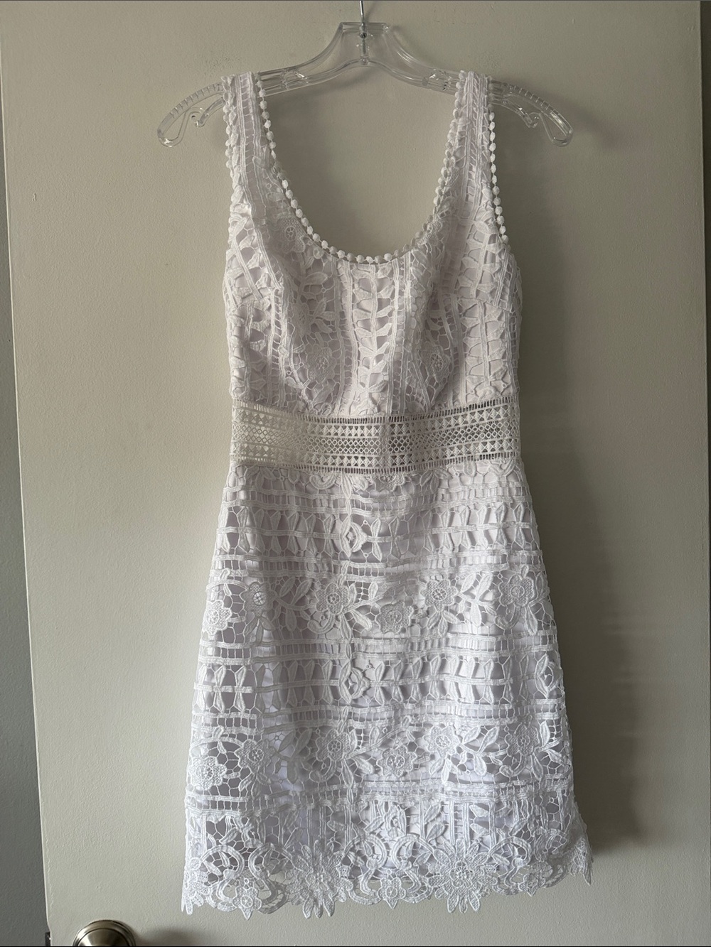 White Lace Bebe Mini Dress Sorority Preference Ceremony Bridal Shower Size 4